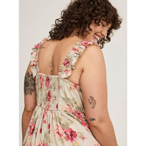 Torrid Maxi Challis Ruffle Strap Tiered Dress Women's Sz 1 1x  Plus size NWT BJ - Picture 4 of 5